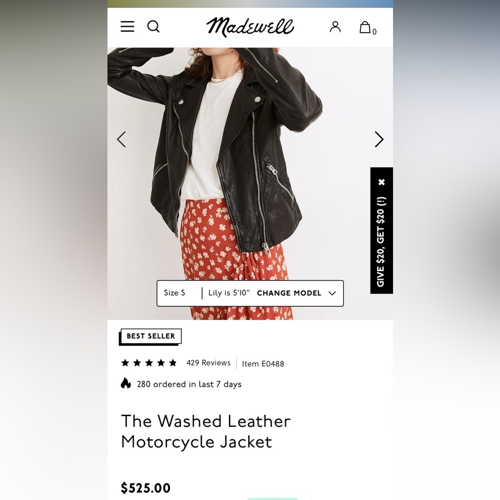 Washed leather Madewell leather jacket